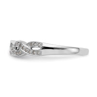 Load image into Gallery viewer, 14k White Gold Criss-Cross 1/8 carat Diamond Complete Wedding Band

