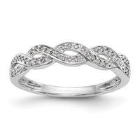 Load image into Gallery viewer, 14k White Gold Criss-Cross 1/8 carat Diamond Complete Wedding Band
