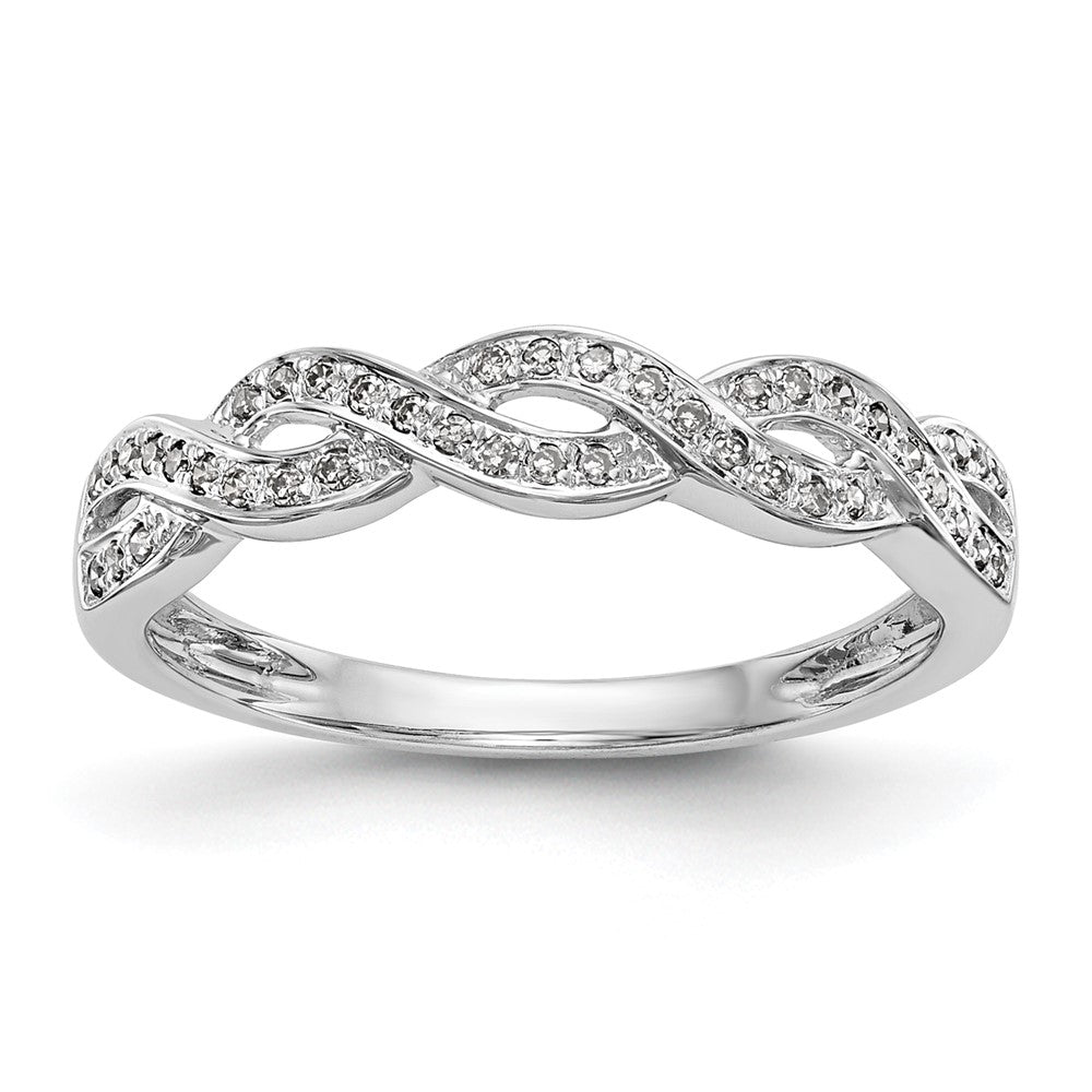 14k White Gold Criss-Cross 1/8 carat Diamond Complete Wedding Band