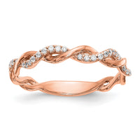 Load image into Gallery viewer, 14k Rose Gold Criss-Cross 1/8 carat Diamond Complete Wedding Band
