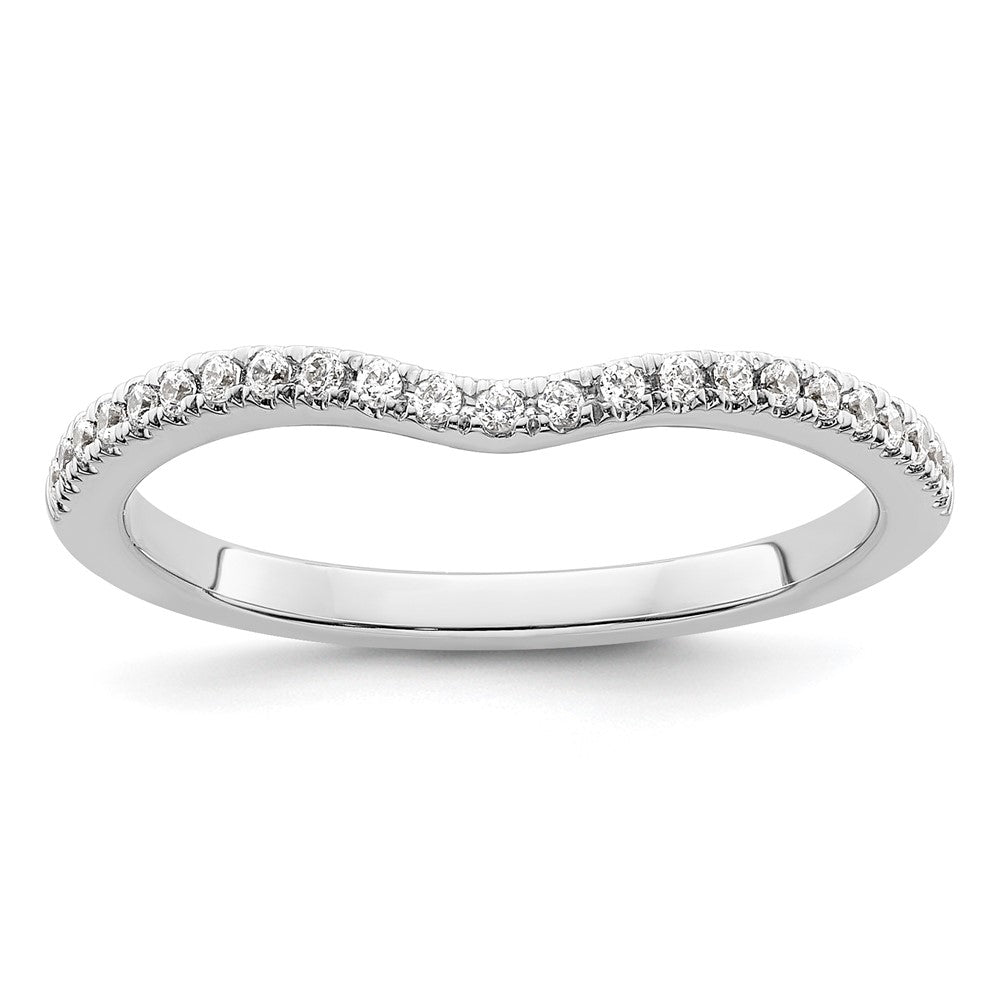 14k White Gold 1/4 carat Diamond Contoured Complete Wedding Band