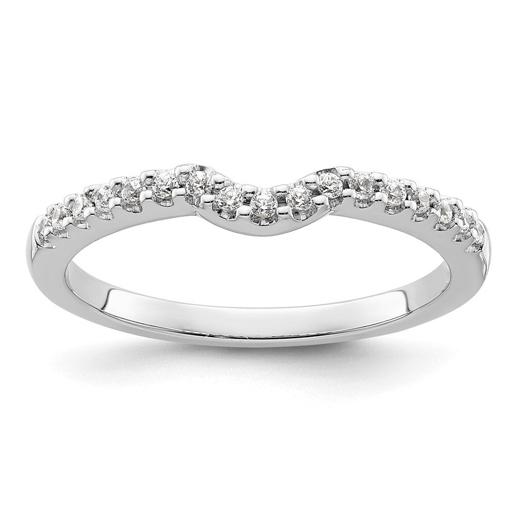 14k White Gold 1/8 carat Diamond Contoured Complete Wedding Band