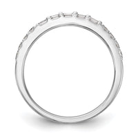 Load image into Gallery viewer, 14k White Gold 1/4 carat Round/Baguette Diamond Contoured Complete Wedding Band
