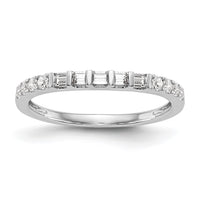 Load image into Gallery viewer, 14k White Gold 1/4 carat Round/Baguette Diamond Contoured Complete Wedding Band
