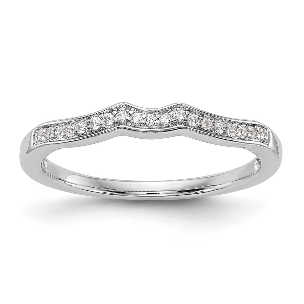 14k White Gold 1/10 carat Diamond Contoured Complete Wedding Band