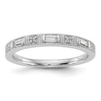 Load image into Gallery viewer, 14k White Gold 1/10 carat Baguette/Round Diamond Complete Wedding Band

