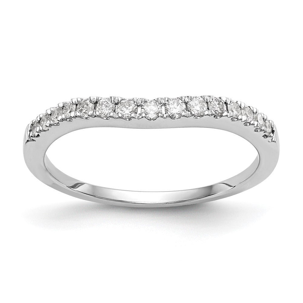 14K White Gold 1/4 carat Diamond Contoured Complete Wedding Band