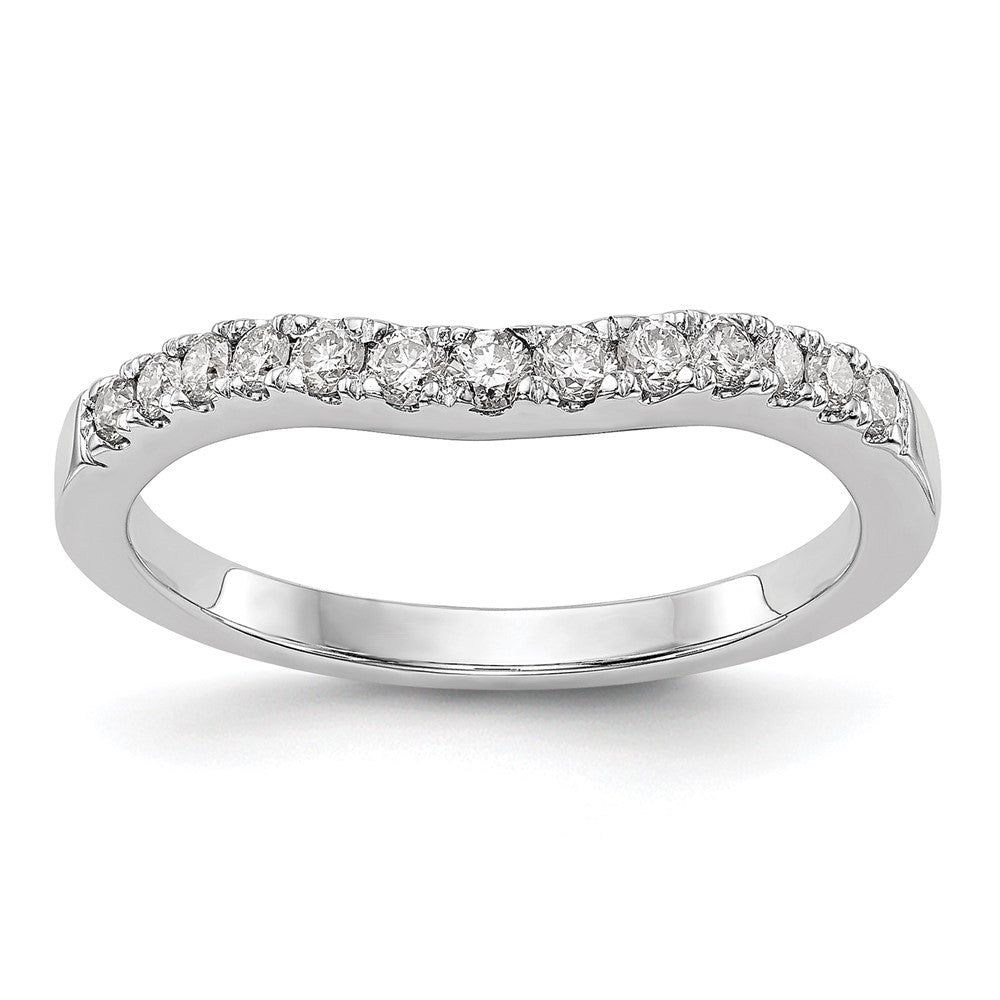 14K White Gold 1/3 carat Diamond Contoured Complete Wedding Band