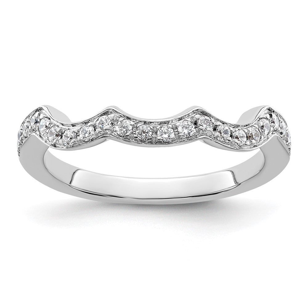 14K White Gold 1/5 carat Diamond Contoured Complete Wedding Band