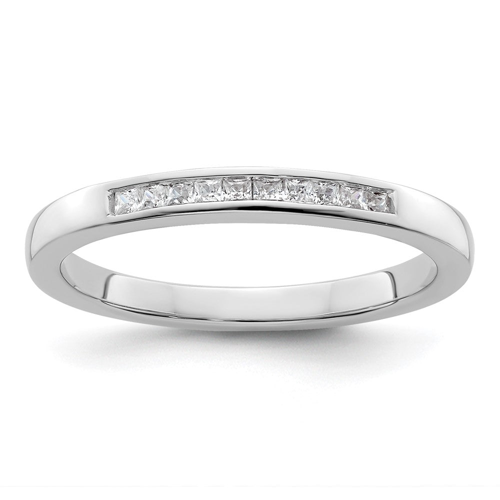 14K White Gold 1/6 carat Princess Diamond Channel-set Complete Wedding Band