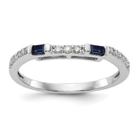 Load image into Gallery viewer, 14k White Gold 1/10 carat Diamond and Sapphire Complete Wedding Band
