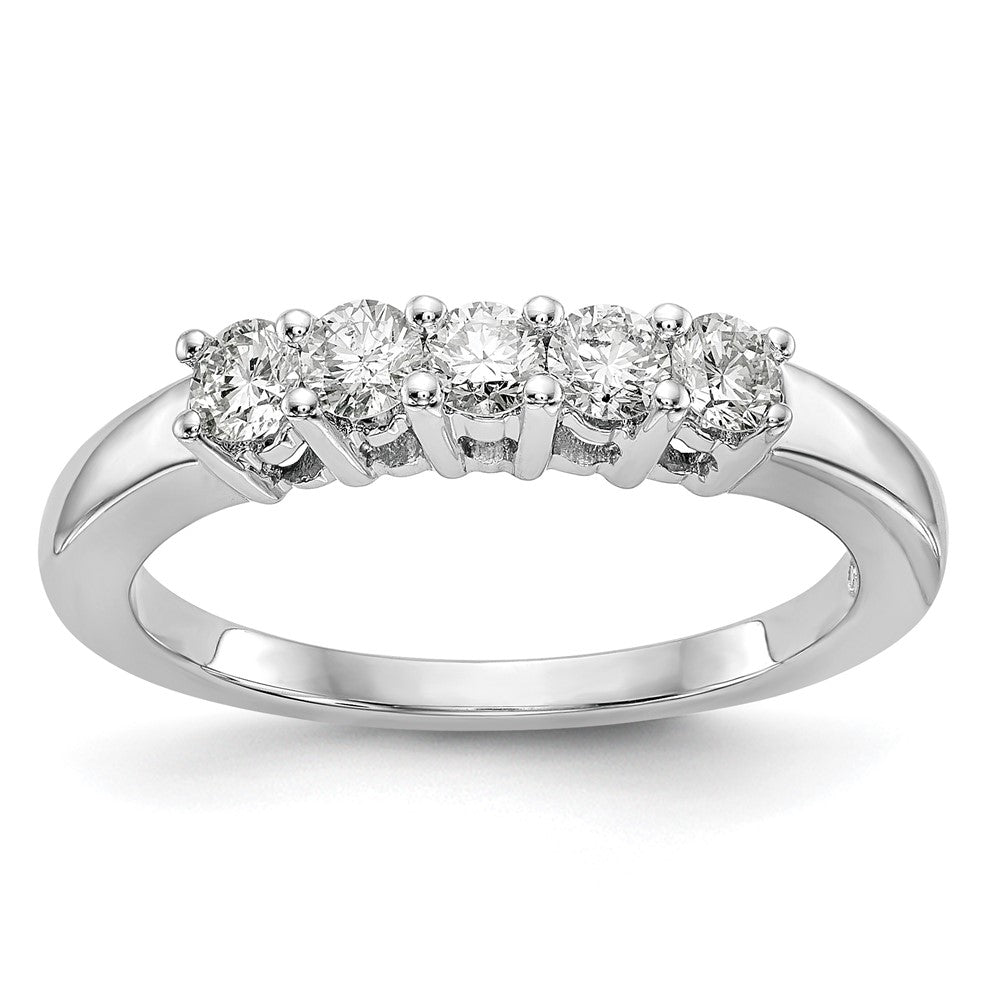 14K White Gold 5-Stone 1/2 carat Diamond Complete Wedding Band