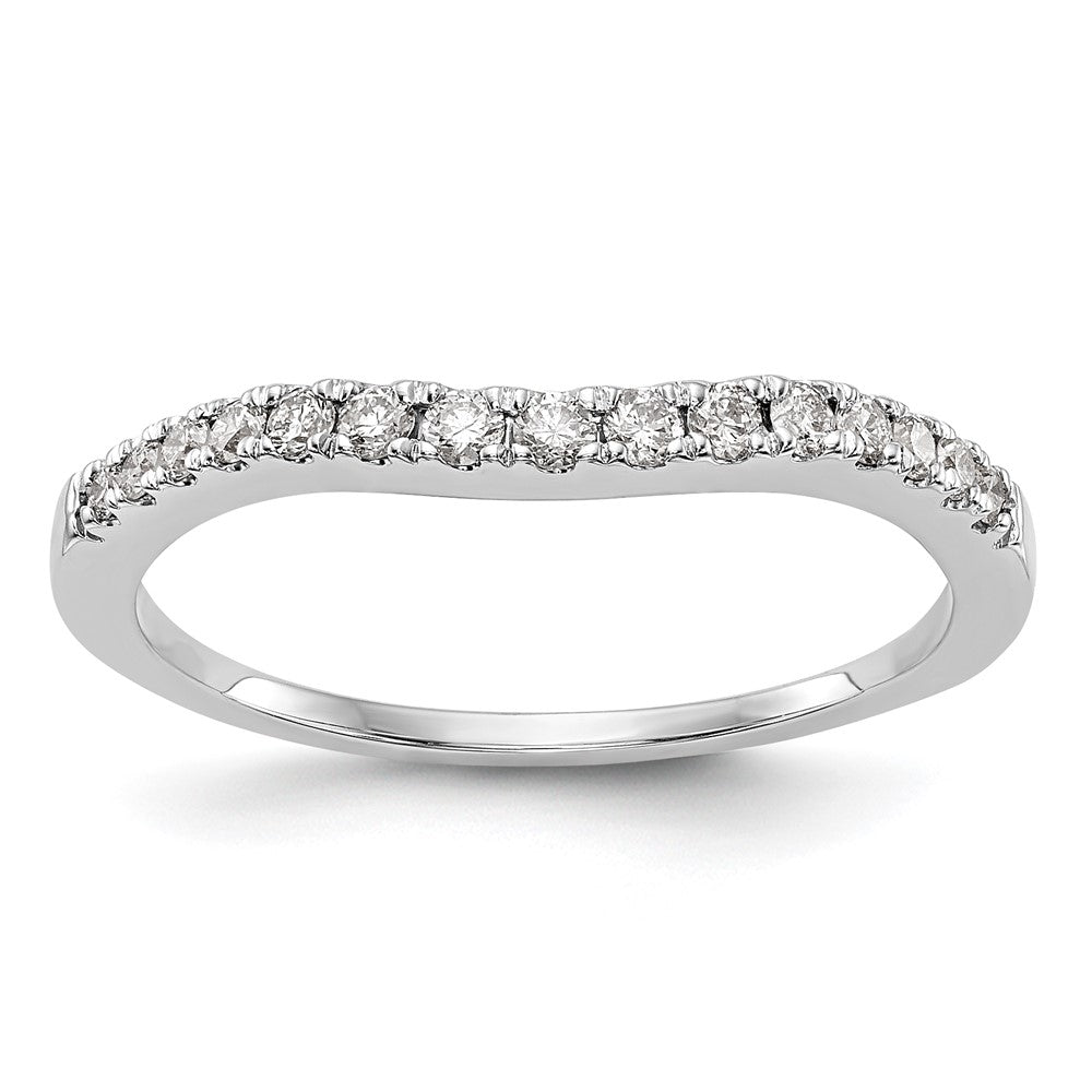 14K White Gold 1/4 carat Diamond Contoured Complete Wedding Band