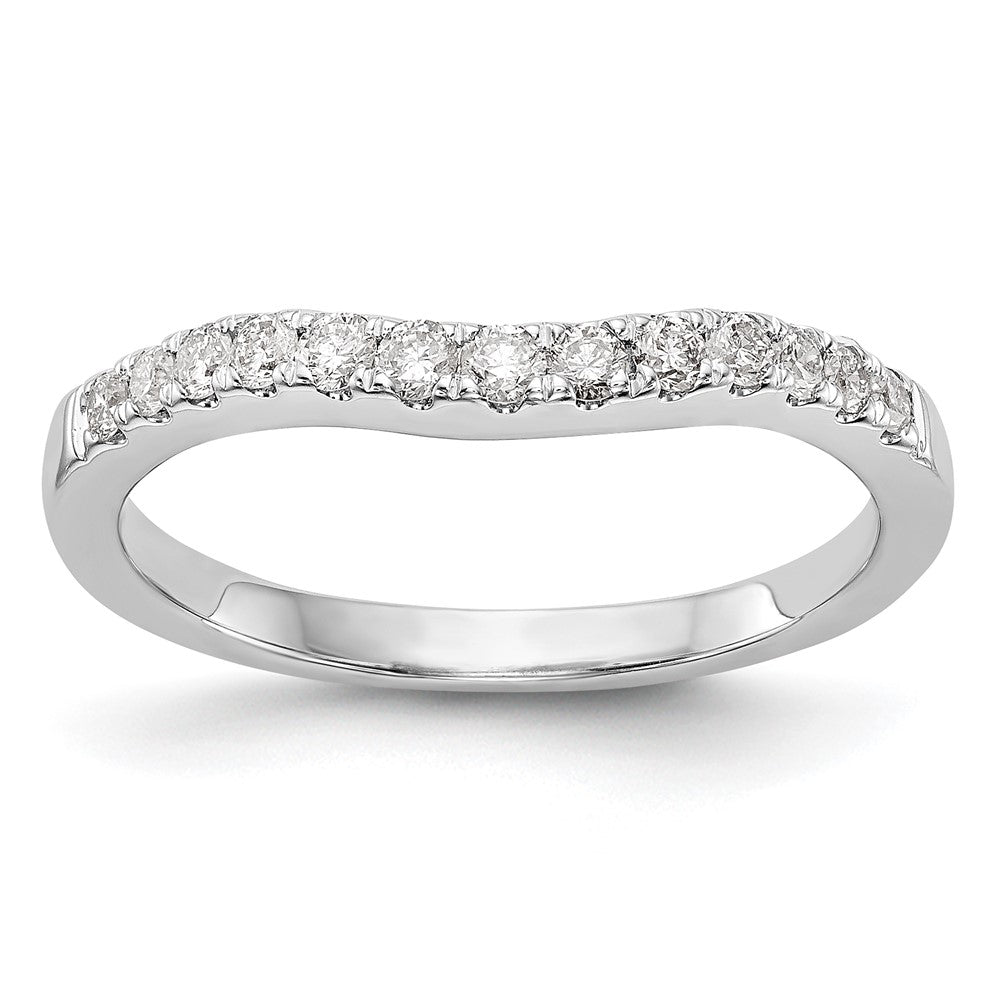 14K White Gold 1/3 carat Diamond Contoured Complete Wedding Band