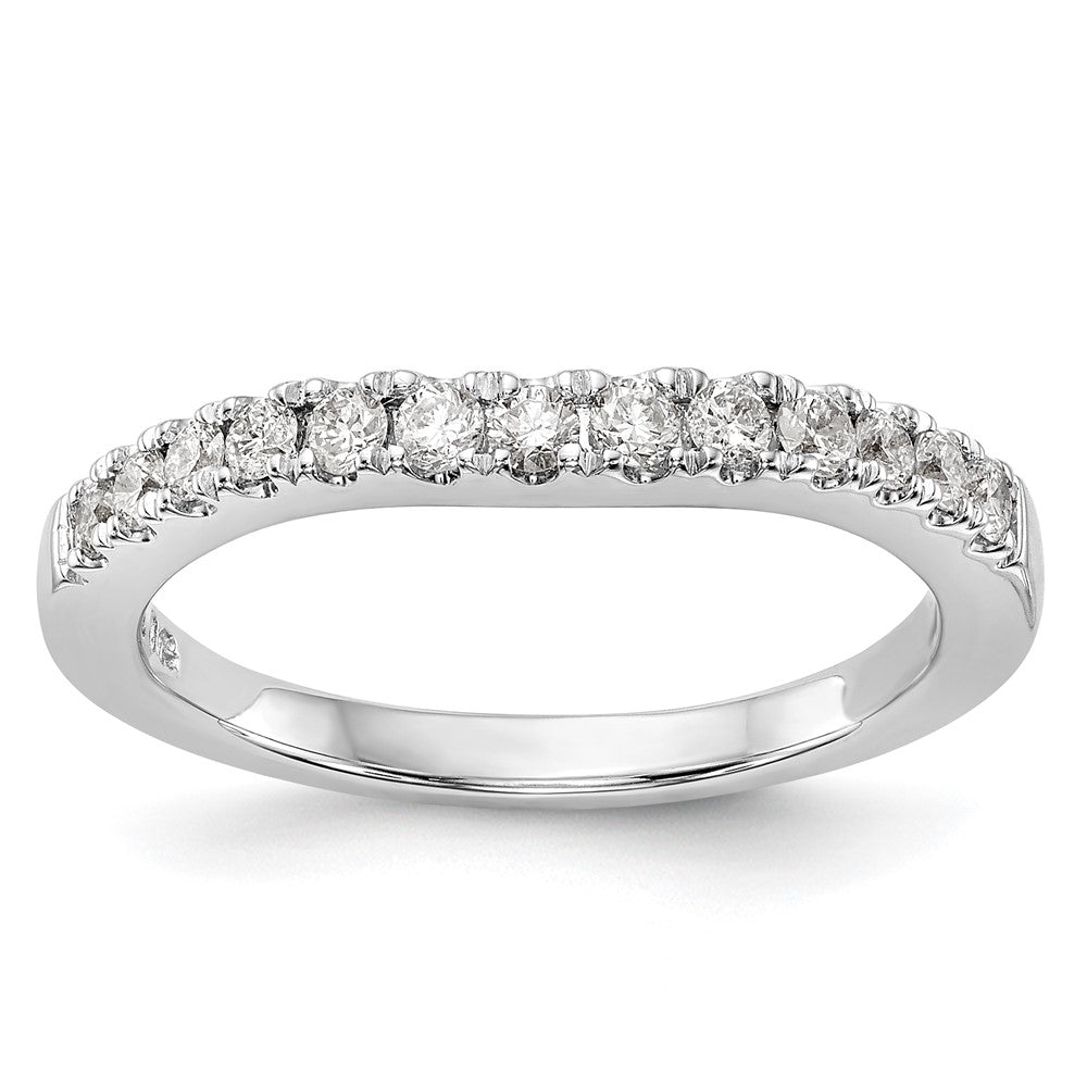 14K White Gold 3/8 carat Diamond Contoured Complete Wedding Band