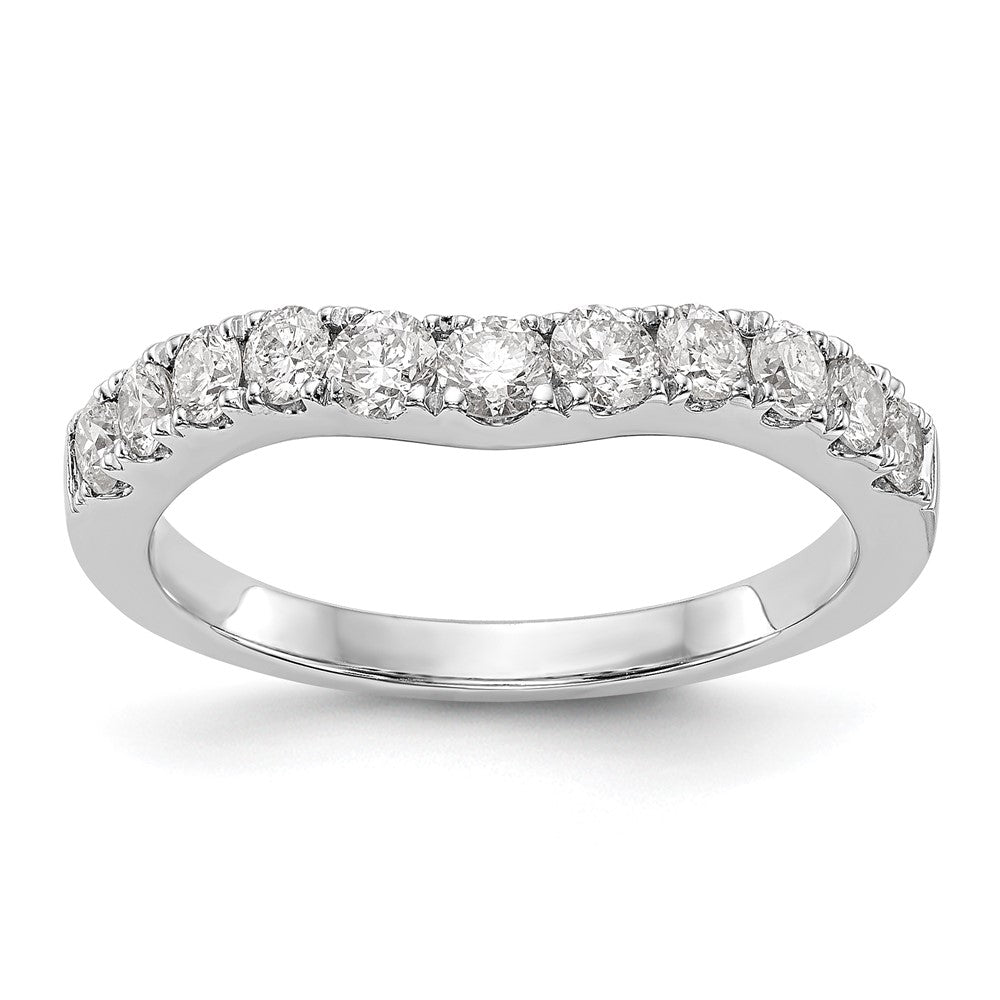 14K White Gold 3/4 carat Diamond Contoured Complete Wedding Band