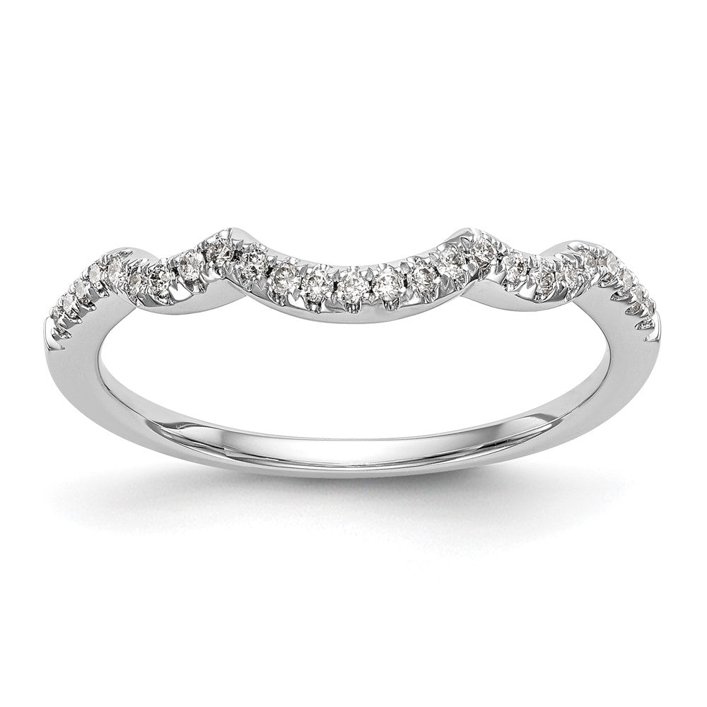14K White Gold 1/8 carat Diamond Contoured Complete Wedding Band