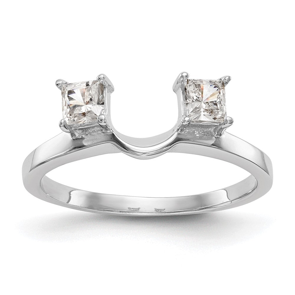 14K White Gold 1/2 carat Princess Diamond Complete Wrap Ring