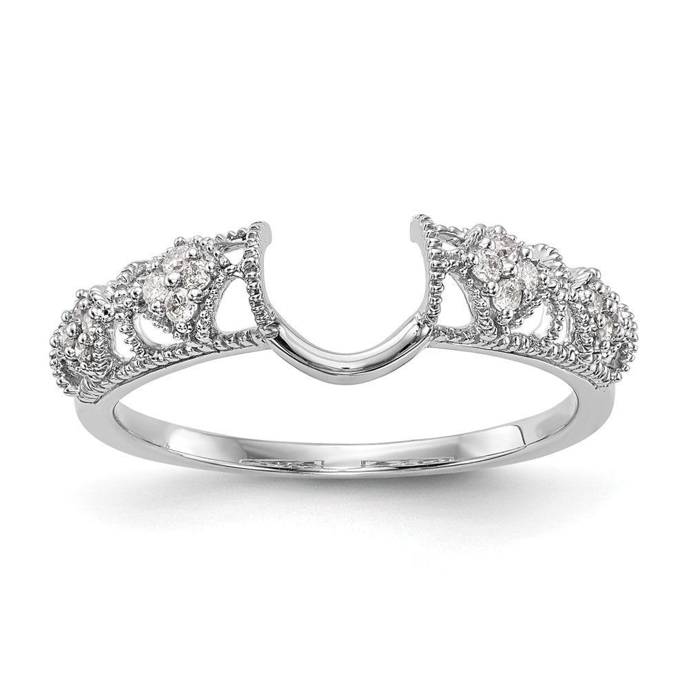 14K White Gold Filigree 1/10 carat Diamond Complete Wrap Ring