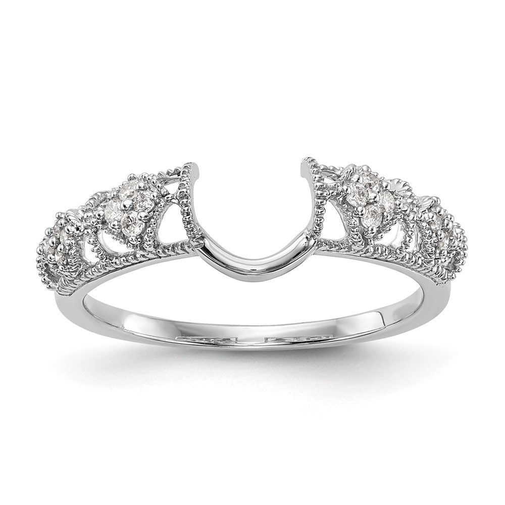 14K White Gold Filigree 1/10 carat Diamond Complete Wrap Ring