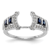 Load image into Gallery viewer, 14K White Gold 3/8 carat Diamond and Blue Sapphire Complete Wrap Ring
