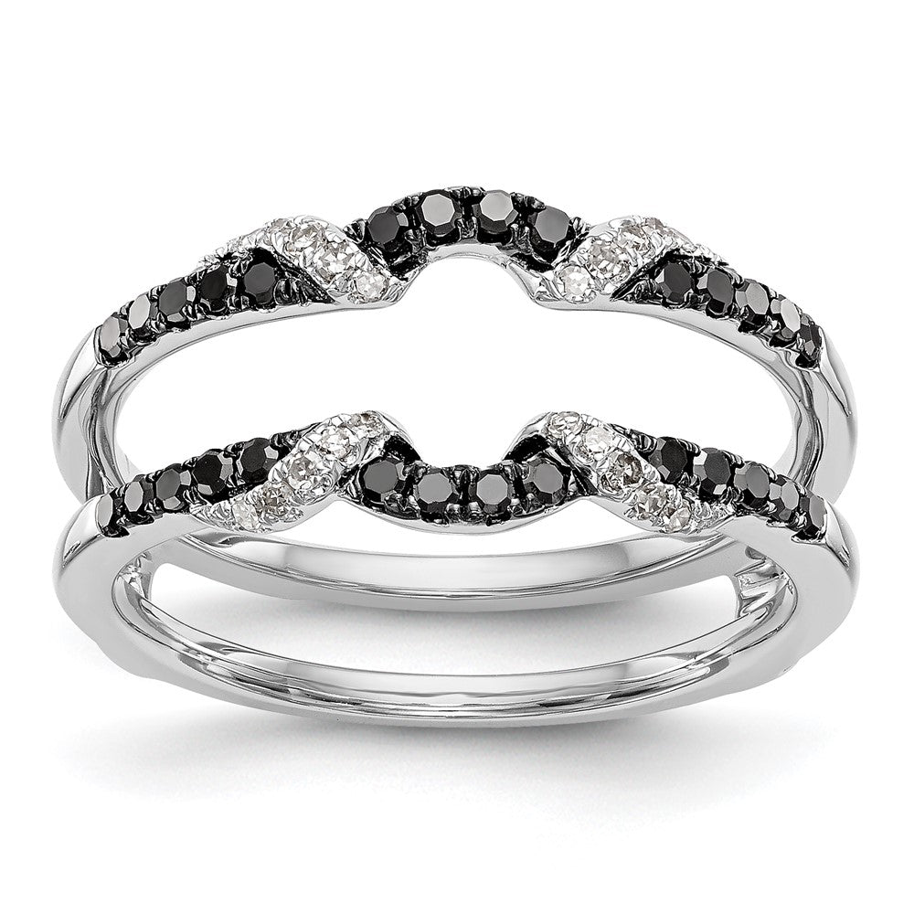 14K White Gold 1/3 carat Black and White Diamond Complete Ring Guard