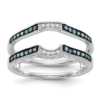 Load image into Gallery viewer, 14K White Gold 1/4 carat Blue and White Diamond with Black Rhodium Complete Ring Guard
