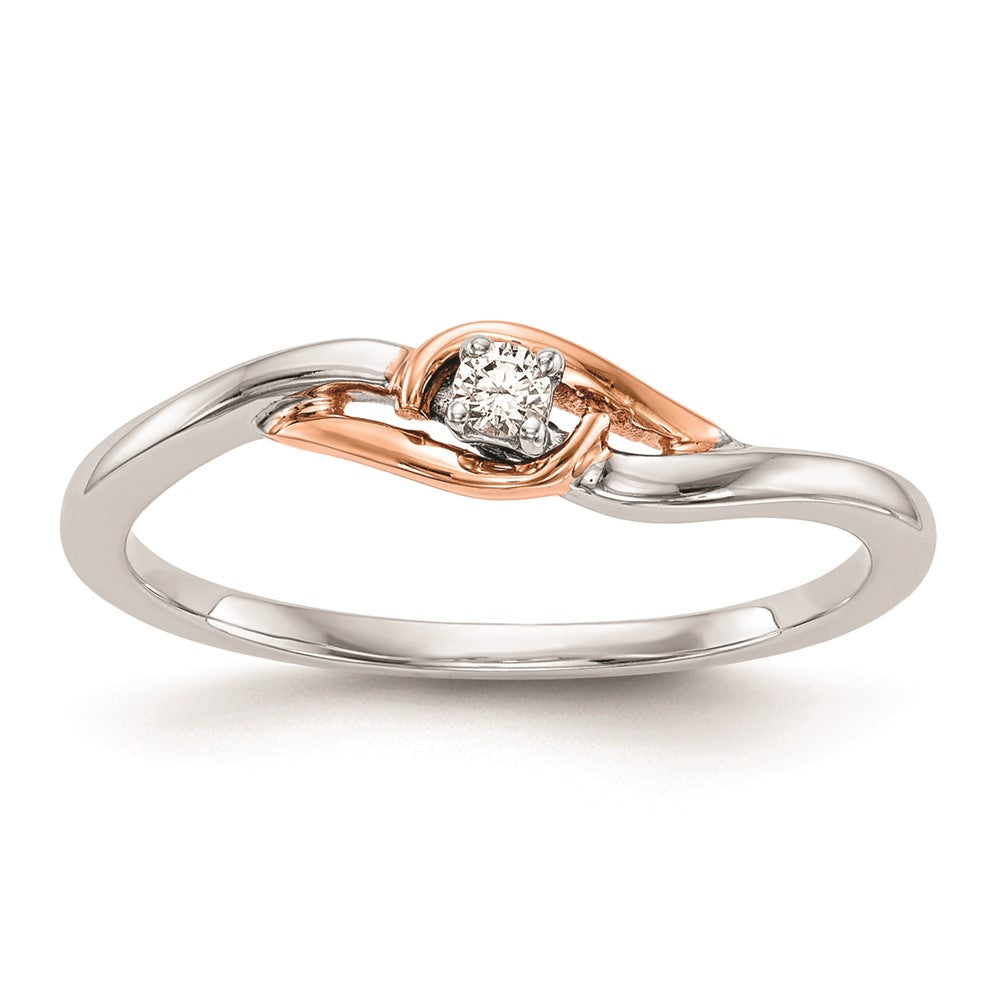 First Promise 14k White and Rose Gold 1/20 carat Round Diamond Complete Promise/Engagement Ring