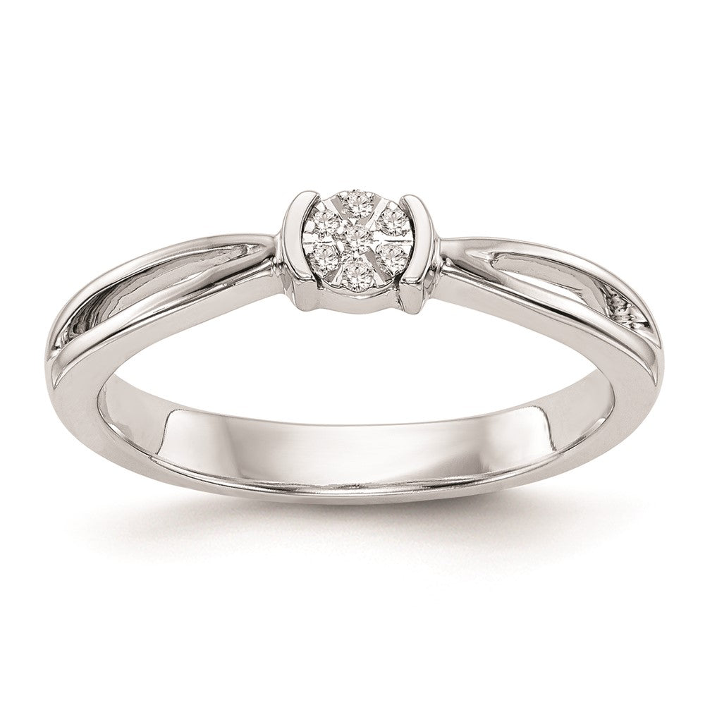 First Promise 14k White Gold Cluster .03 carat Round Diamond Complete Promise/Engagement Ring