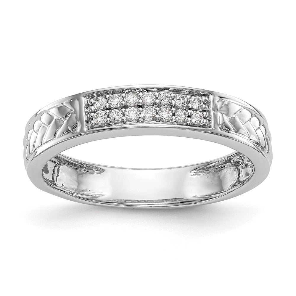 14K White Gold AA Quality 1/10 carat Diamond Trio Ladies Wedding Band