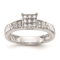 Load image into Gallery viewer, 10K White Gold Square Cluster 1/6 carat Diamond Trio Complete Engagement Ring
