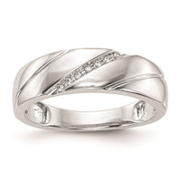 Load image into Gallery viewer, 14K White Gold AA Quality .03 carat Diamond Trio Complete Men&#39;s Wedding Band
