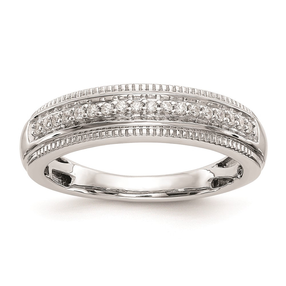 14K White Gold AA Quality 1/10 carat Diamond Trio Complete Men's Wedding Band