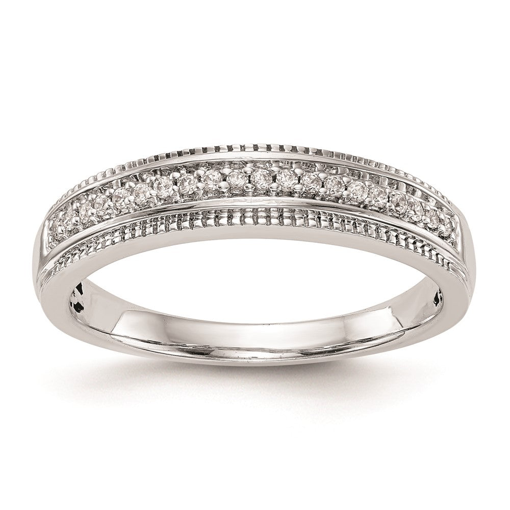 14K White Gold AA Quality 1/10 carat Diamond Trio Complete Ladies Wedding Band
