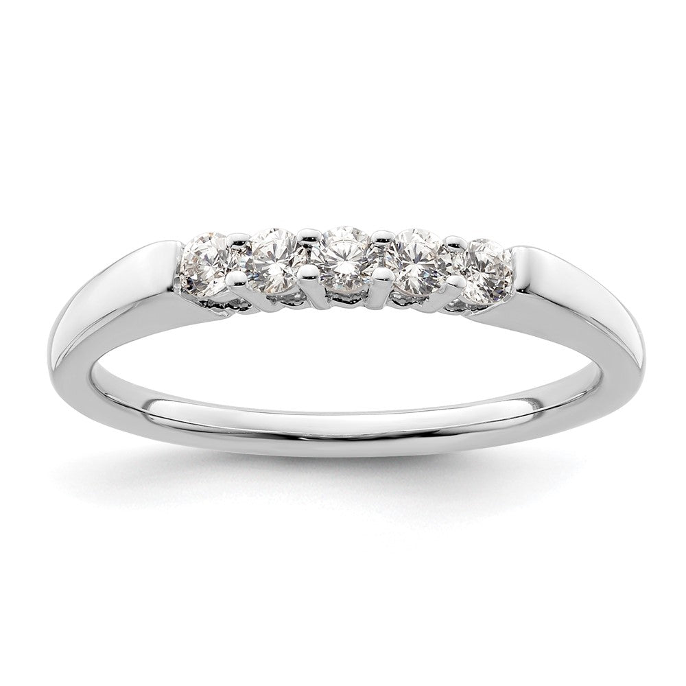 14K White Gold 5-Stone Shared Prong 1/4 carat Round Complete Diamond Band