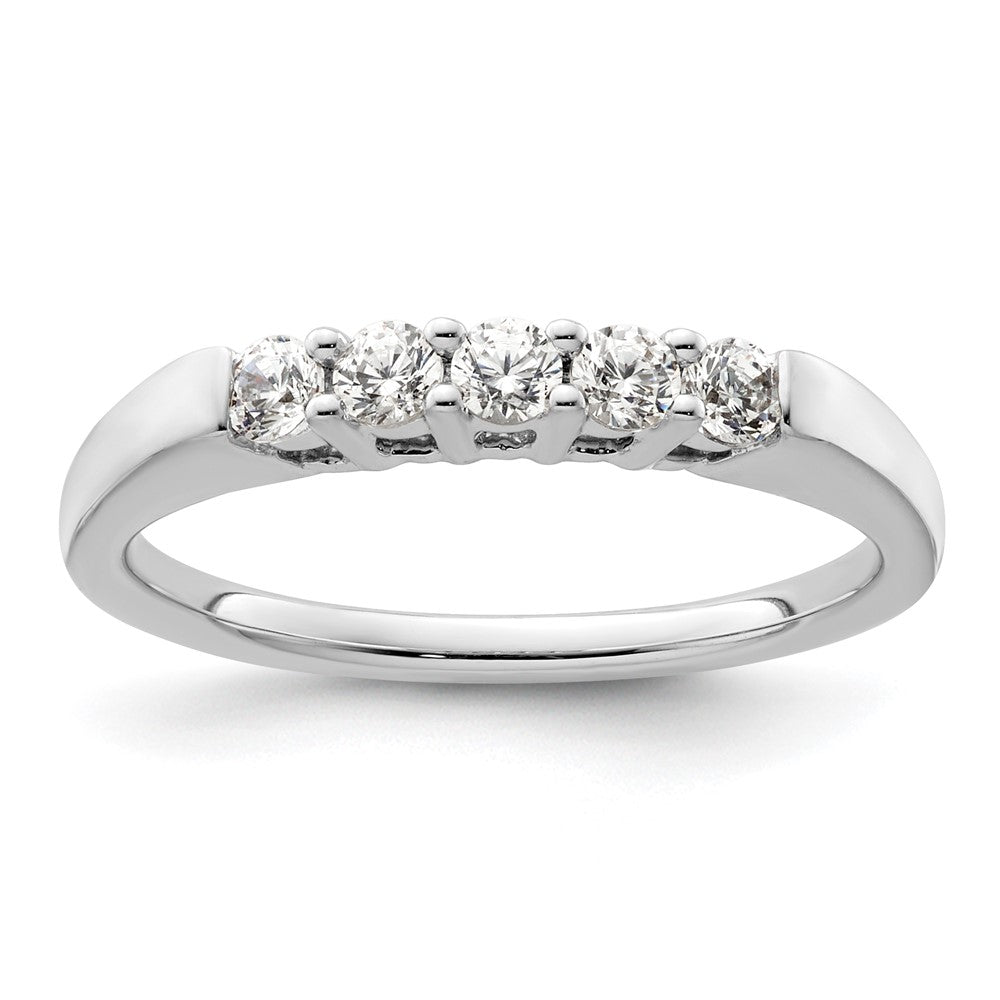 14K White Gold 5-Stone Shared Prong 1/3 carat Round Complete Diamond Band