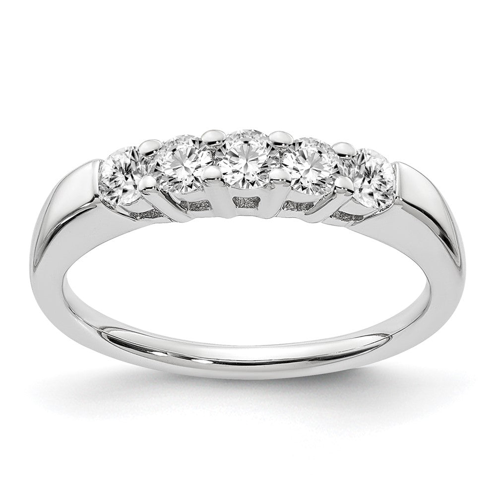 14K White Gold 5-Stone Shared Prong 1/2 carat Round Complete Diamond Band