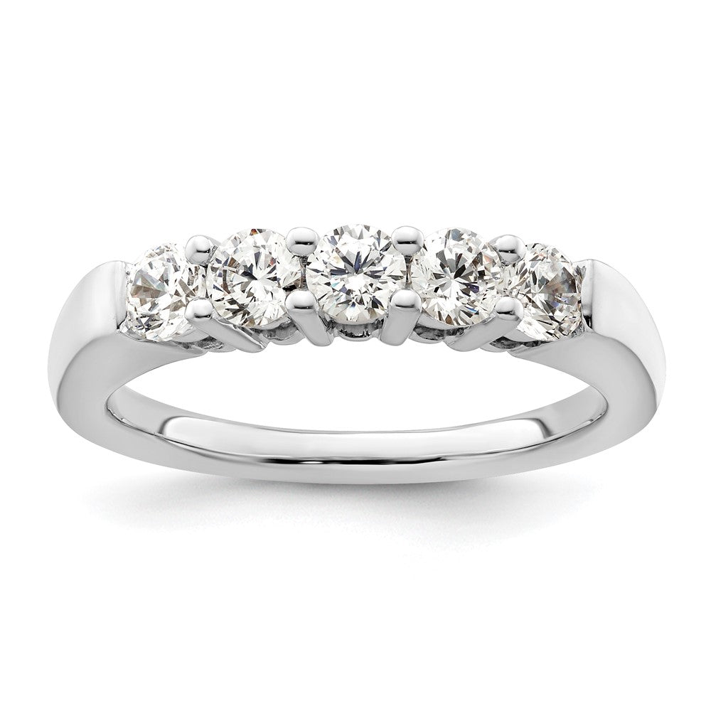 14K White Gold 5-Stone Shared Prong 3/4 carat Round Complete Diamond Band