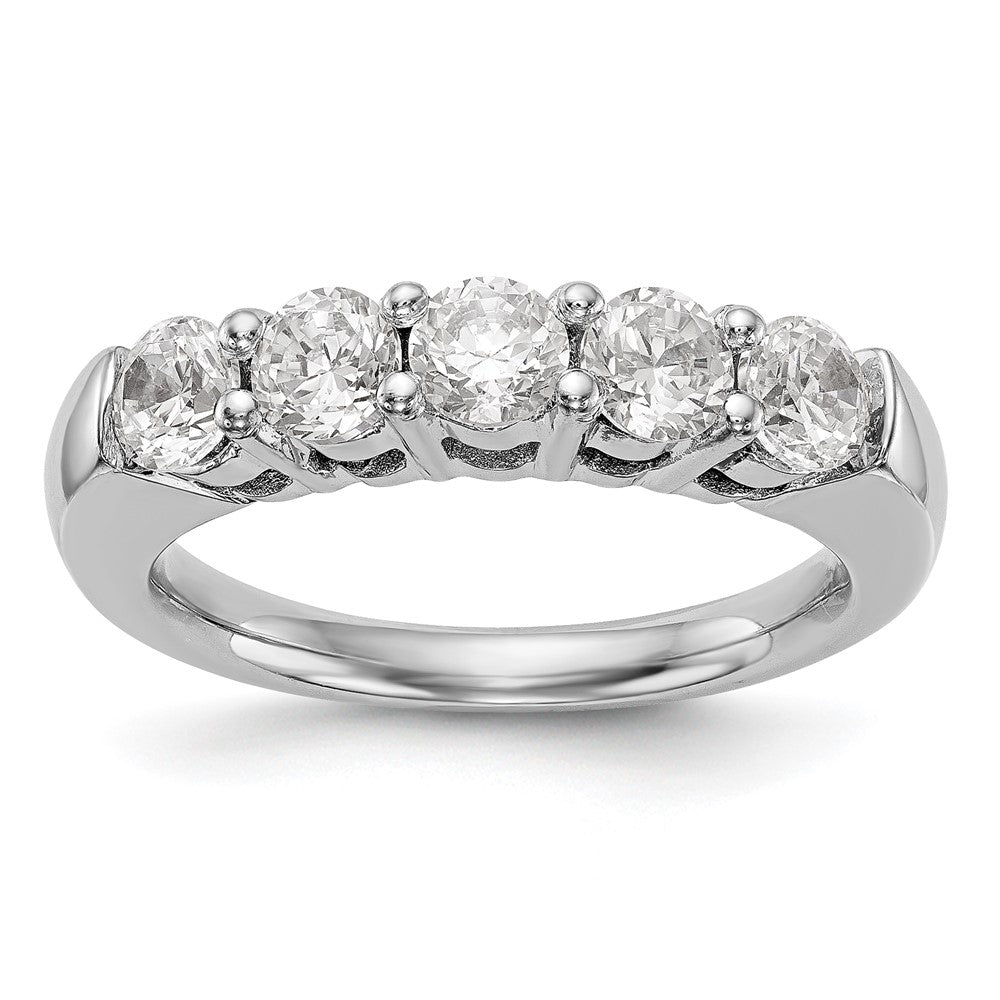 14K White Gold 5-Stone Shared Prong 1 carat Round Complete Diamond Band
