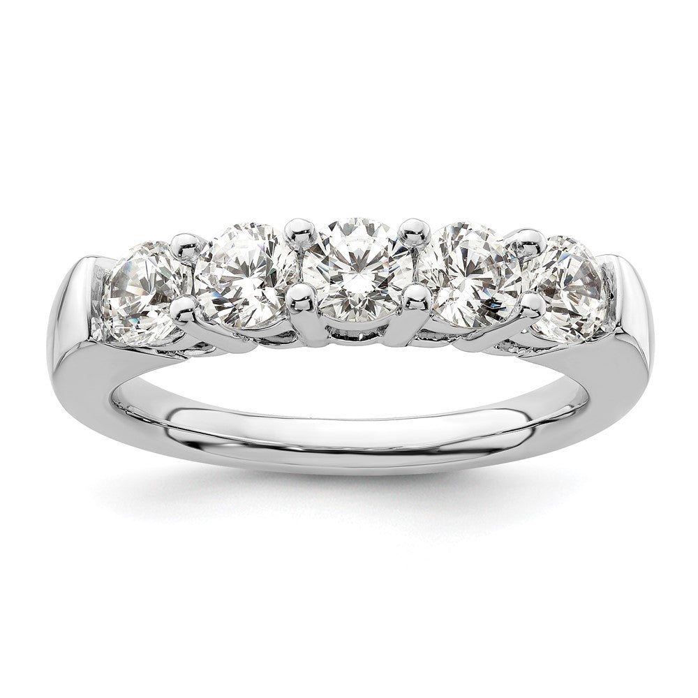 14K White Gold 5-Stone Shared Prong 1.25 carat Round Complete Diamond Band