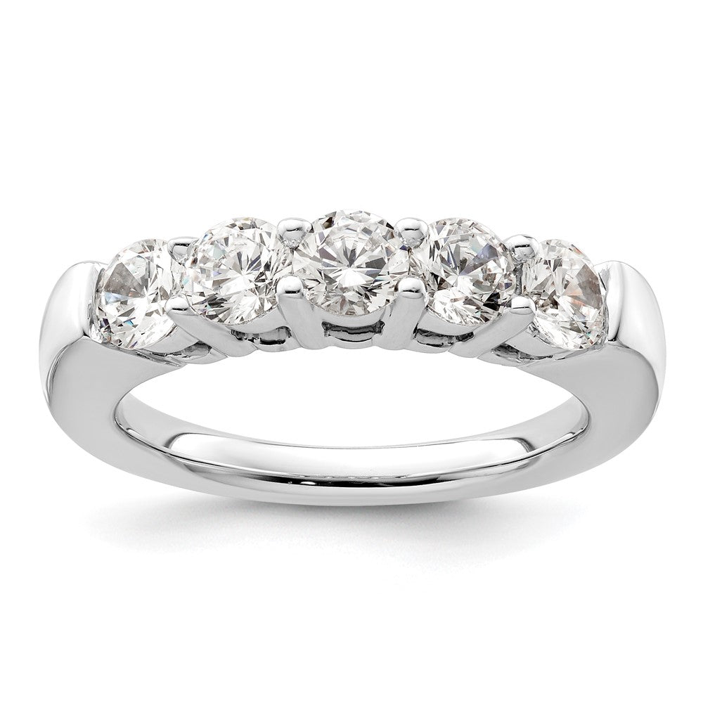 14K White Gold 5-Stone Shared Prong 1.5 carat Round Complete Diamond Band