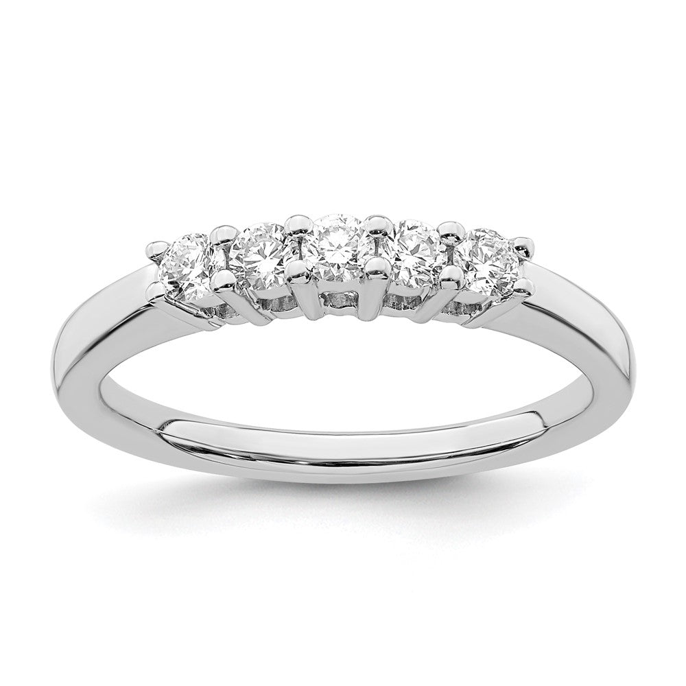 14K White Gold 5-Stone Shared Prong 1/3 carat Round Complete Diamond Band