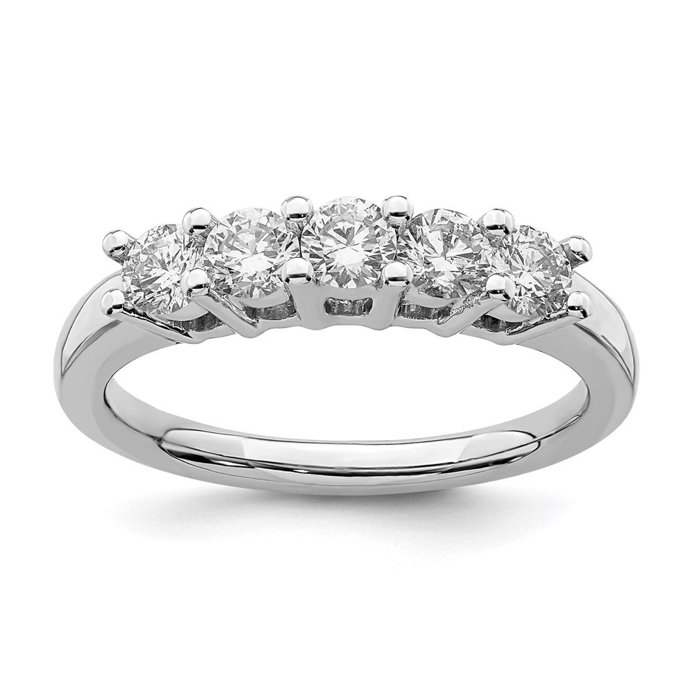 14K White Gold 5-Stone Shared Prong 3/4 carat Round Complete Diamond Band