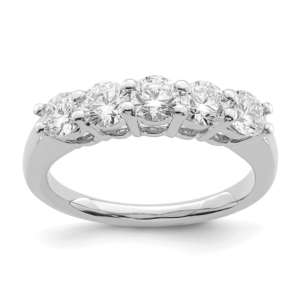 14K White Gold 5-Stone Shared Prong 1.25 carat Round Complete Diamond Band