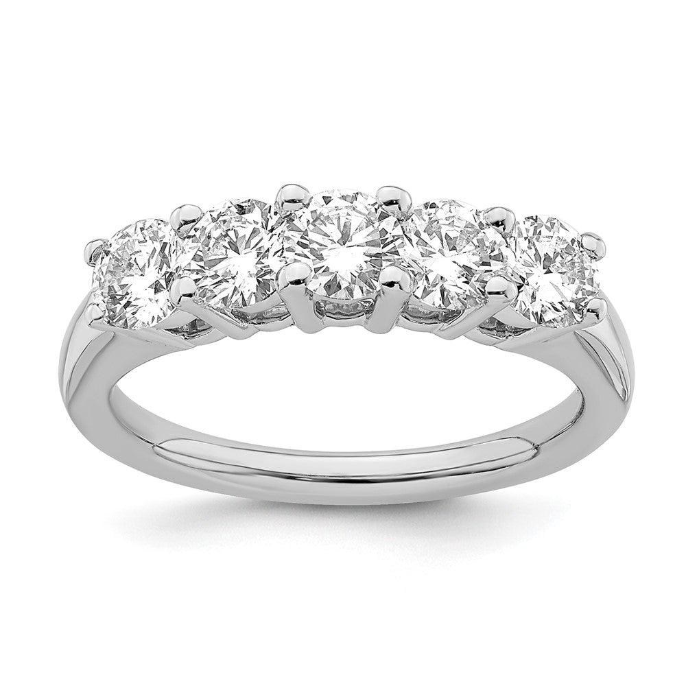 14K White Gold 5-Stone Shared Prong 1.5 carat Round Complete Diamond Band