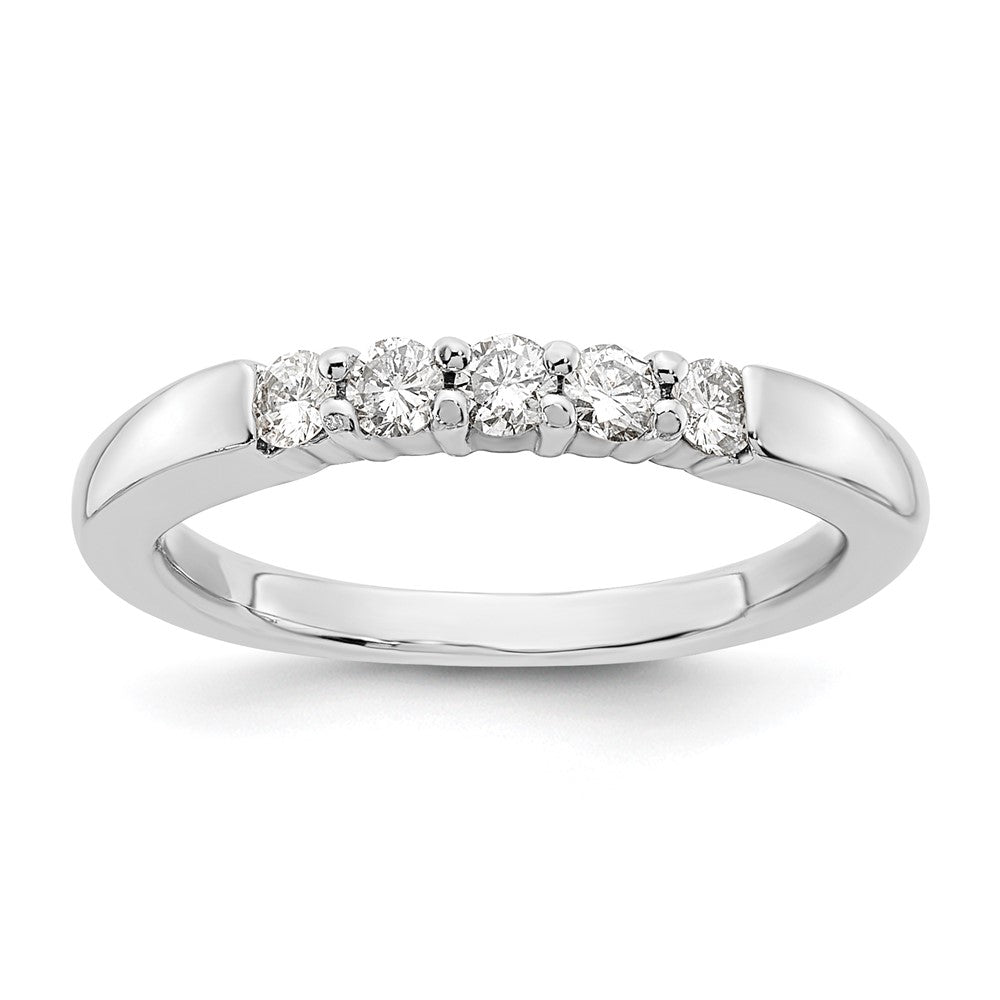 14K White Gold 5-Stone Shared Prong 1/4 carat Round Complete Diamond Band
