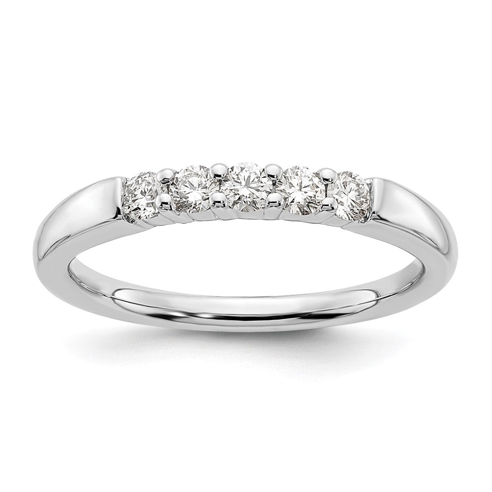 14K White Gold 5-Stone Shared Prong 1/3 carat Round Complete Diamond Band