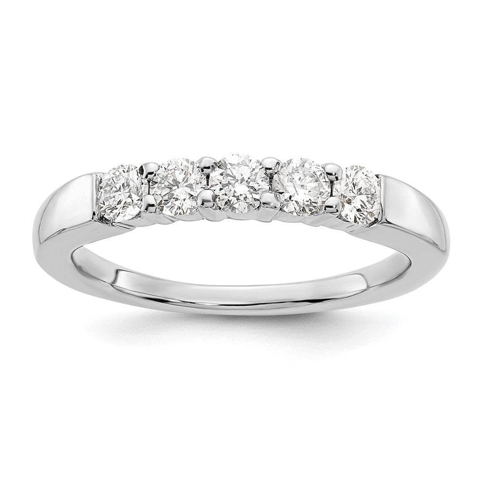 14K White Gold 5-Stone Shared Prong 1/2 carat Round Complete Diamond Band