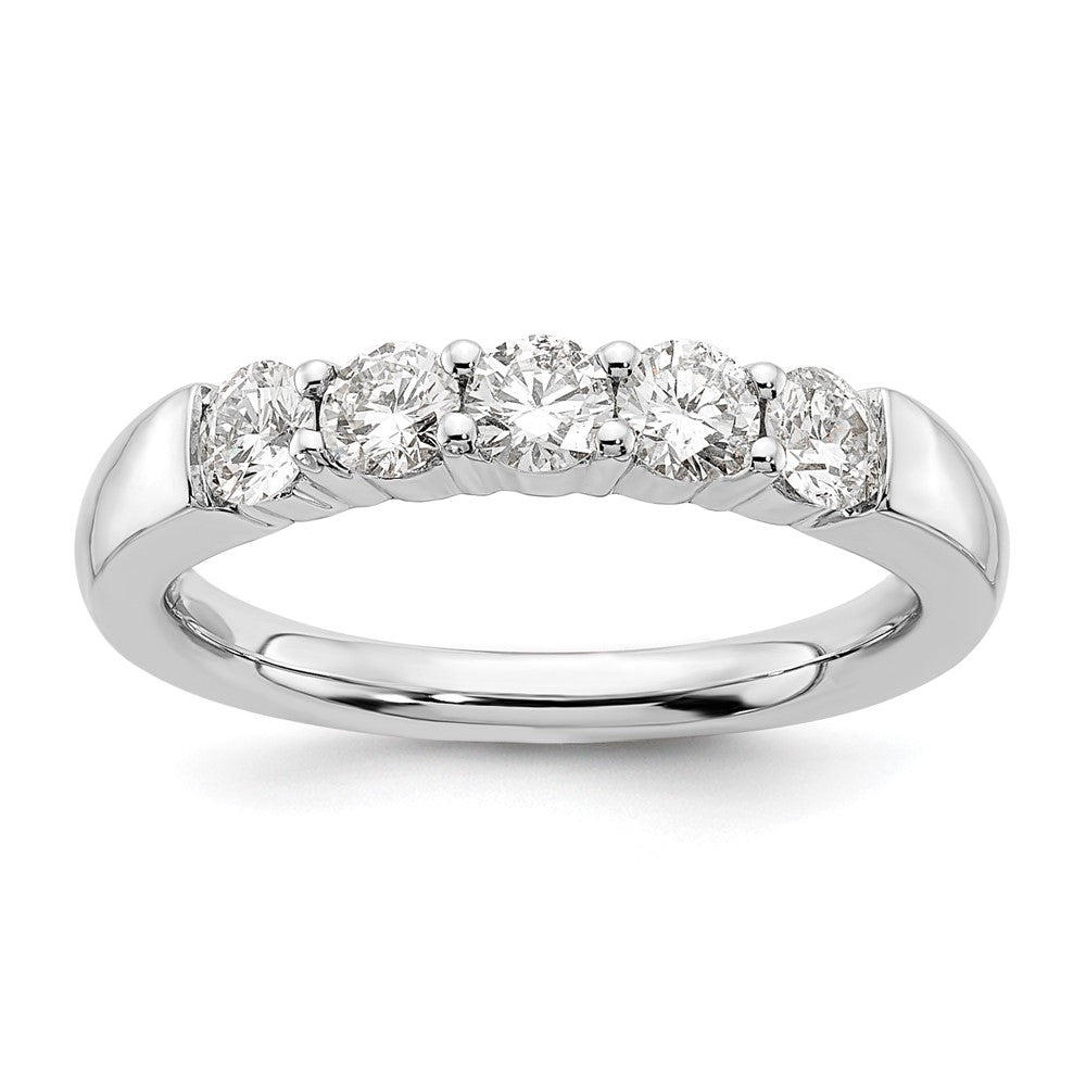 14K White Gold 5-Stone Shared Prong 3/4 carat Round Complete Diamond Band