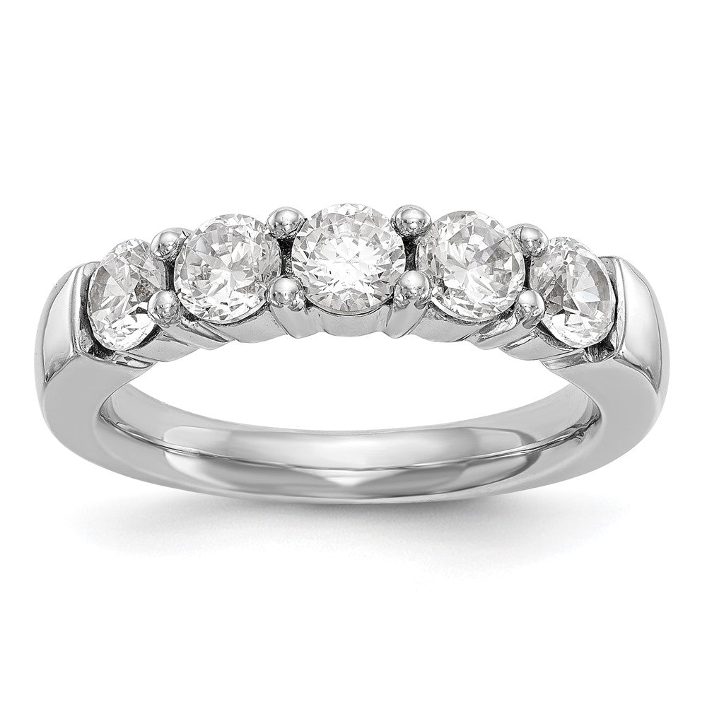 14K White Gold 5-Stone Shared Prong 1 carat Round Complete Diamond Band